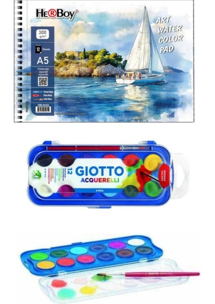 A5 300 G 12 Li Spiralli Art Sulu Boya Defteri Giotto Sulu Boya Seti 12’li Set