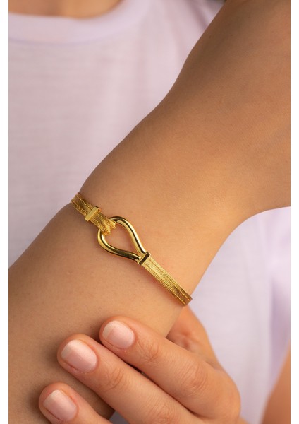 Altın Trabzon Hasır Bileklik Damla Taşsız