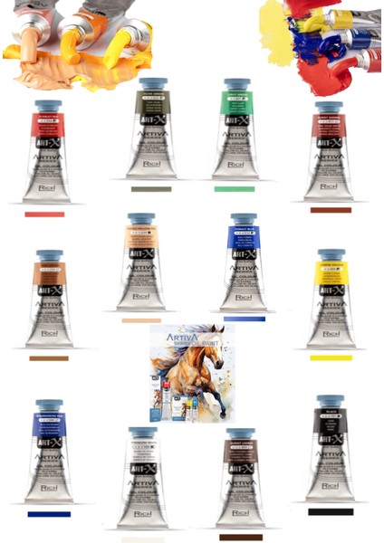 Masaüstü Şövale Artıva Serıes Oıl Color 37 ml 12"li Set Oil Brushes 10LU Fırça Tuval Set modelleri