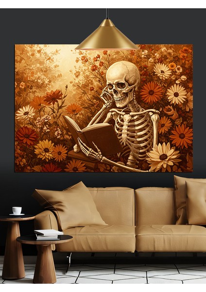Çiçekler Içinde Iskelet Figürü Dekoratif Kanvas - Mdf Ahşap Tablo fırsatları