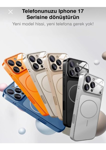 iPhone 16 Pro Max Uyumlu 17 Pro Max Görünümüne Çeviren Magsafe Özellikli Glass Telefon Kılıfı modelleri