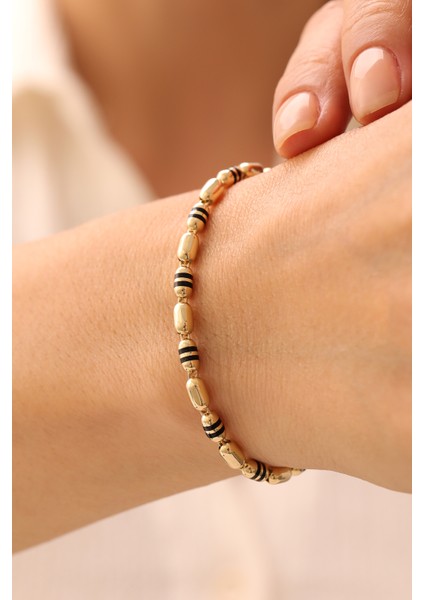 14 Ayar Altın Siyah Mineli Kapsül Bileklik fiyatları