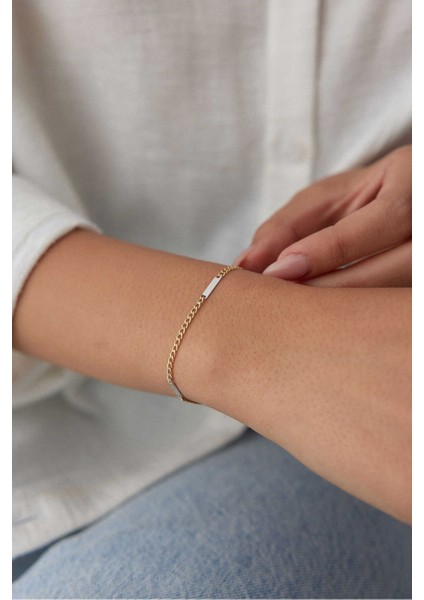 14 Ayar Altın Gurmet Plakalı Bileklik