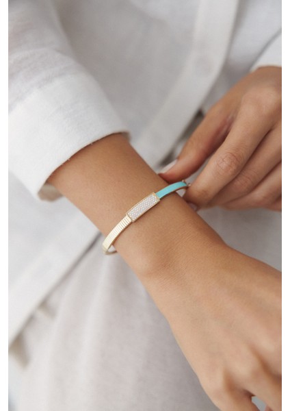 14 Ayar Altın Turkuaz Mineli Kelepçe fiyatları