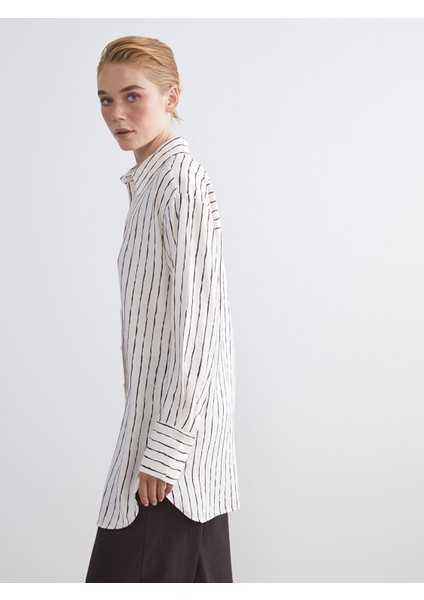 Yeni Sezon Çizgili Kadın Gömlek Tunik