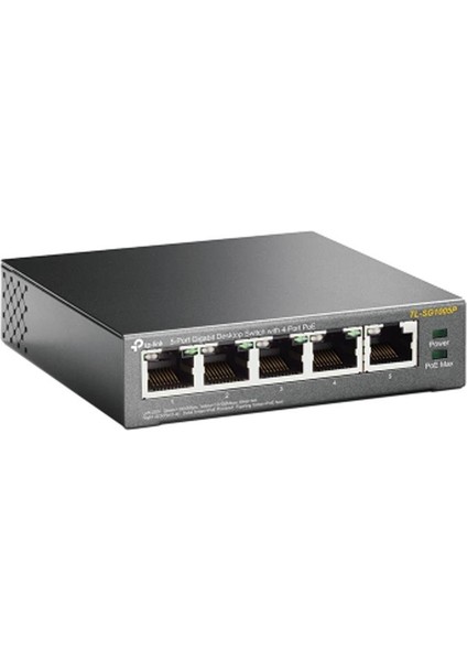 Tp-Lınk TL-SG1005P, 5 Port, Gigabit, 4 Port Poe 56W, Yönetilemez, Metal Kasa, Masaüstü Switch
