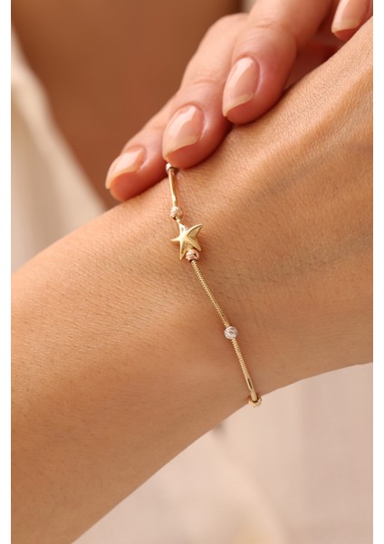 14 Ayar Altın Kalze Üç Renk Dorika Yıldız Bileklik fiyatları