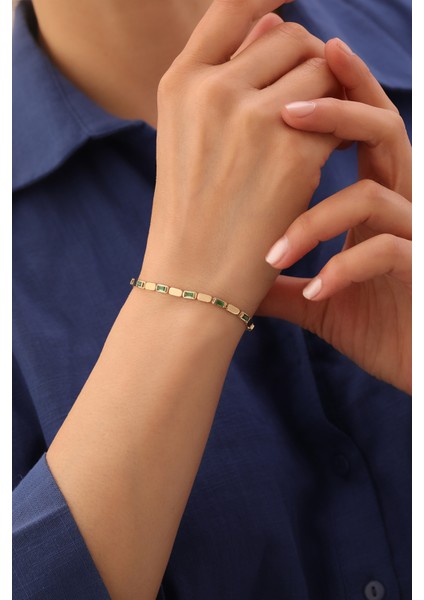 14 Ayar Altın Zümrüt Taşlı Külçe Bileklik fiyatları