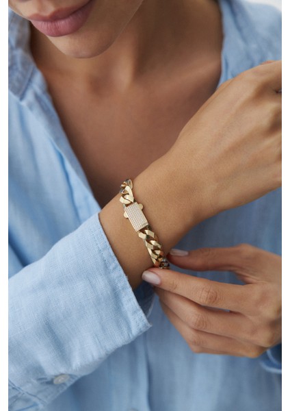 14 Ayar Altın Köşeli Gurmet Bileklik