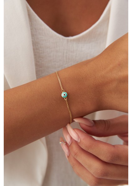 14 Ayar Altın Turkuaz Mineli Göz Bileklik fiyatları