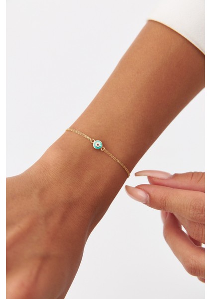 14 Ayar Altın Turkuaz Mineli Göz Bileklik fırsatları