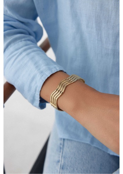 14 Ayar Altın Zikzak Ajda Kelepçe Dört Sıra fiyatları