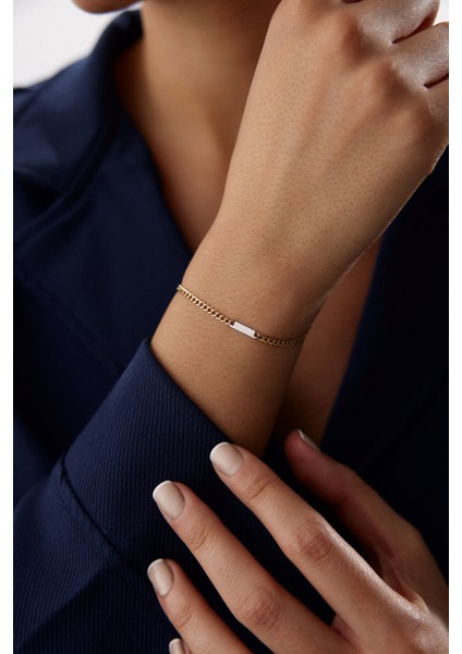 14 Ayar Altın Gurmet Zincir Plakalı Bileklik