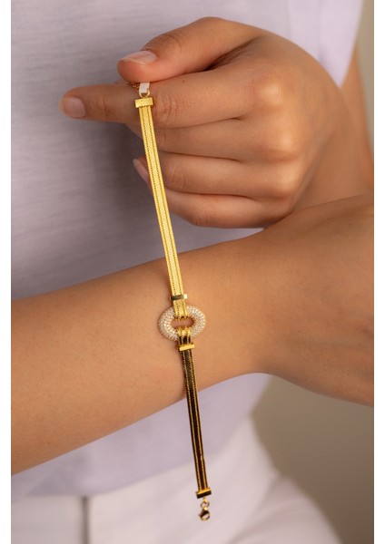 Altın Oval Taşlı Hasır Bileklik modelleri