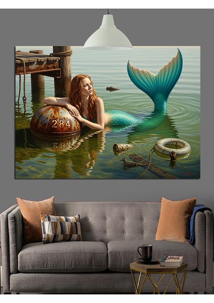 Deniz Kızı Kuyruk Su Altı Dekoratif Kanvas - Mdf Ahşap Tablo fırsatları