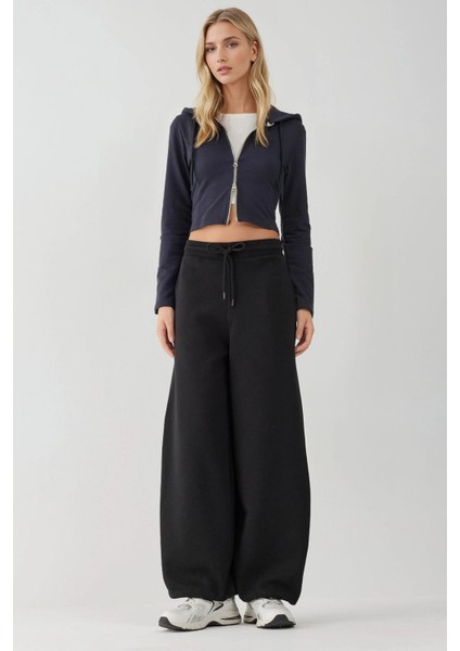 Kadın Barrel Fit Basic Şardonlu Eşofman Altı Siyah modelleri