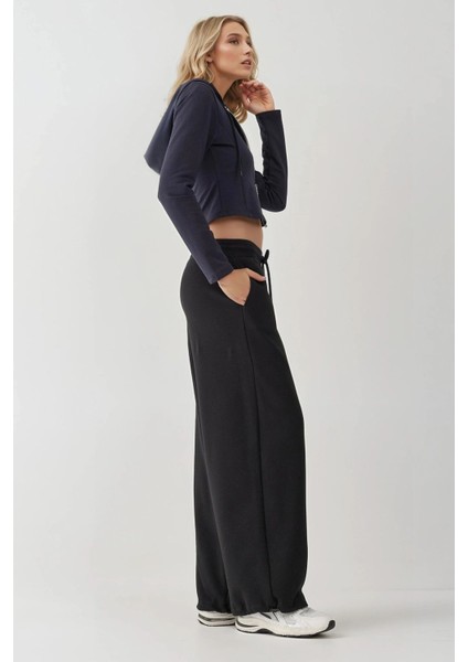 Kadın Barrel Fit Basic Şardonlu Eşofman Altı Siyah indirimleri