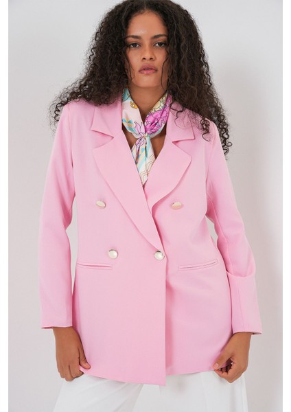 Kadın Bdart Kruvaze Yaka Düğme Detaylı Blazer Toz Pembe modelleri
