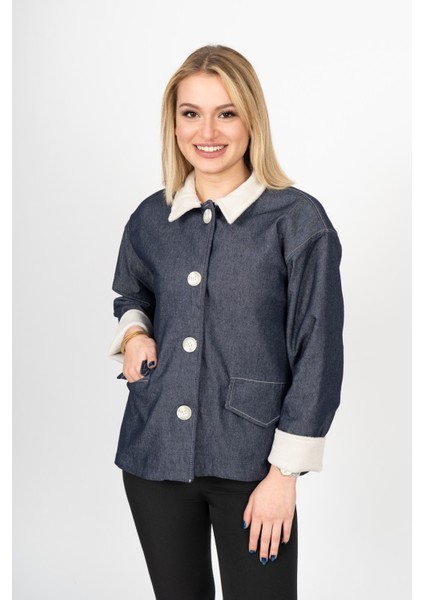 Bırdıe Peluş Yakalı Denim Kaban 2633 fiyatları