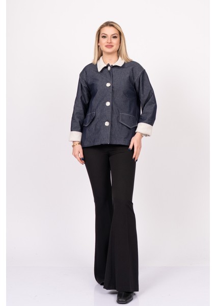 Bırdıe Peluş Yakalı Denim Kaban 2633 modelleri