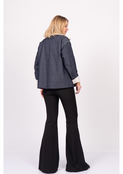 Bırdıe Peluş Yakalı Denim Kaban 2633 fırsatları