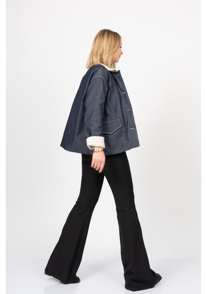 Bırdıe Peluş Yakalı Denim Kaban 2633 indirimleri