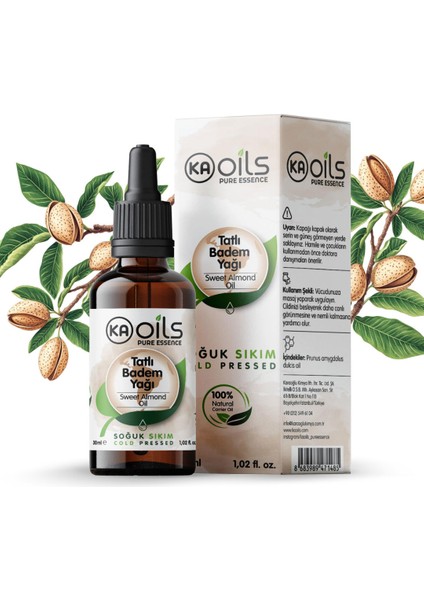 Tatlı Badem Yağı –%100 Saf ve Soğuk Sıkım – 30 ml | Doğal Taşıyıcı Yağ | Cilt, Saç, Masaj ve Tırnak Bakımı Için Damlalıklı Şişede fiyatları
