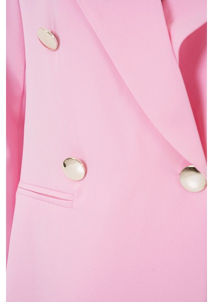 Kadın Bdart Kruvaze Yaka Düğme Detaylı Blazer Toz Pembe fırsatları