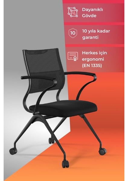 Ergolife Sit Air Ofis Koltuğu | Tekerlekli, Bel Destekli, Fileli, Siyah, Bilgisayar Sandalyesi -572.60.1.682