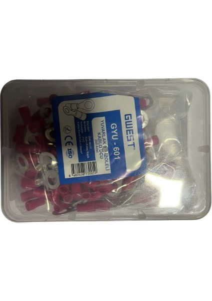 Yuvarlak Tip Izoleli Kablo Ucu GYU-601 Kırmızı Adet 200