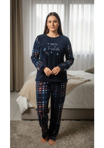 Winter Baskılı Kadın Polar Pijama Takımı