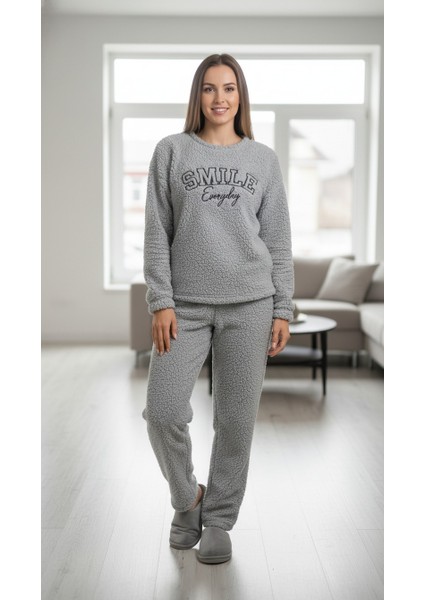 Smile Baskılı Welsoft Kadın Pijama Takımı