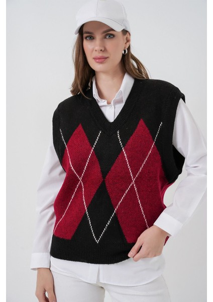 Kadın Bdart Baklava Desenli Triko Süveter Siyah fırsatları