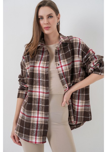 Kadın Bdart Regular Fit Oduncu Gömlek Bej Doğal