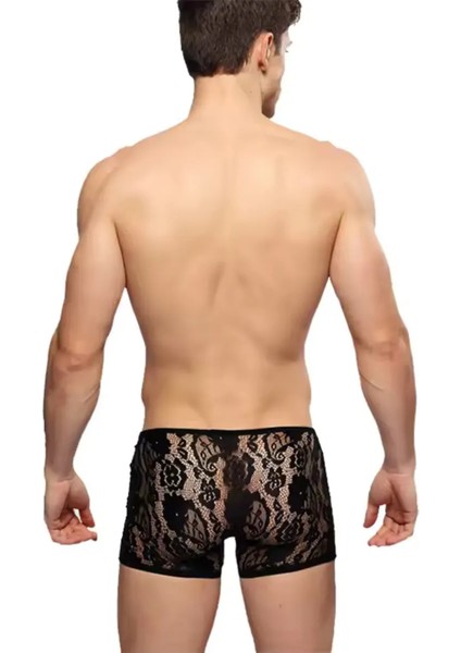 Dodes Fantezi Dantelli Seksi Siyah Erkek Boxer - Seksi Erkek Iç Çamaşırı TG274612 fiyatları