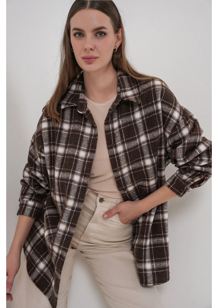 Kadın Bdart Regular Fit Oduncu Gömlek Ceviz Kahve