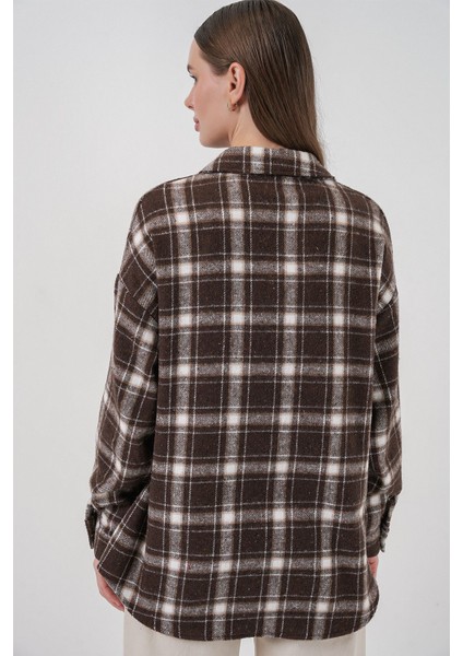 Kadın Bdart Regular Fit Oduncu Gömlek Ceviz Kahve