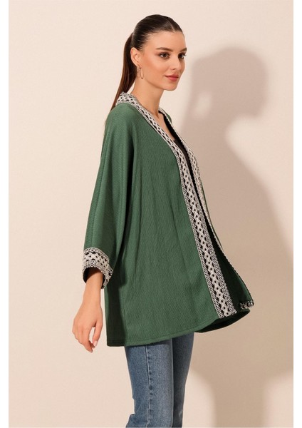 Kadın Bdart Etnik Işlemeli Midi Kimono Zümrüt Yeşili indirimleri