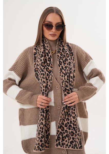 Lüks Yumuşak Dokulu Leopar Atkı Bere Seti|kaliteli Triko Kombin fırsatları