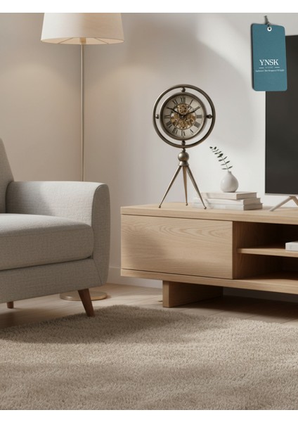 Rotaris | Metal Çark Mekanizmalı Antik Tripot Ayaklı Masa Saati, Ev Saati, Ofis Saati fırsatları