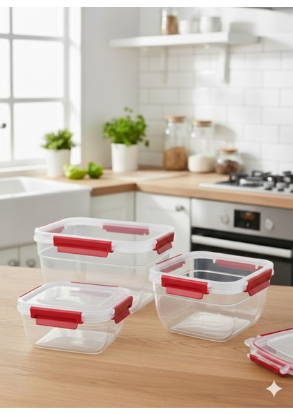 3’lü Kilitli Saklama Kabı Seti – Sızdırmaz Gıda Kabı, Hava Geçirmez 1.85LT | 1.05 Lt | 575 ml fiyatları