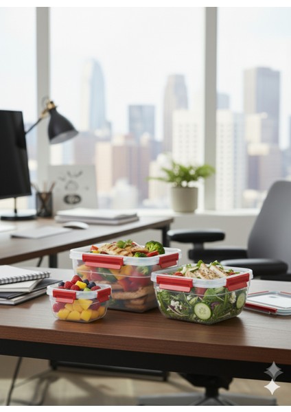 3’lü Kilitli Saklama Kabı Seti – Sızdırmaz Gıda Kabı, Hava Geçirmez 1.85LT | 1.05 Lt | 575 ml modelleri