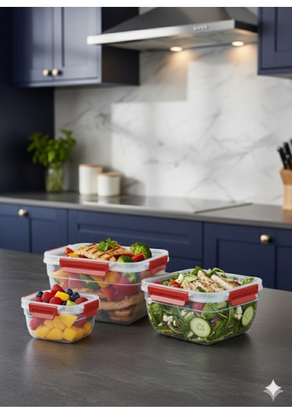 3’lü Kilitli Saklama Kabı Seti – Sızdırmaz Gıda Kabı, Hava Geçirmez 1.85LT | 1.05 Lt | 575 ml fırsatları
