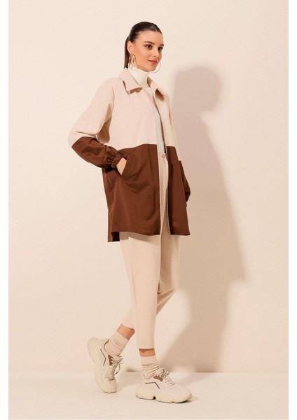 Kadın Bdart Fermuarlı Renk Bloklu Trençkot Mocha Kahvesi fiyatları