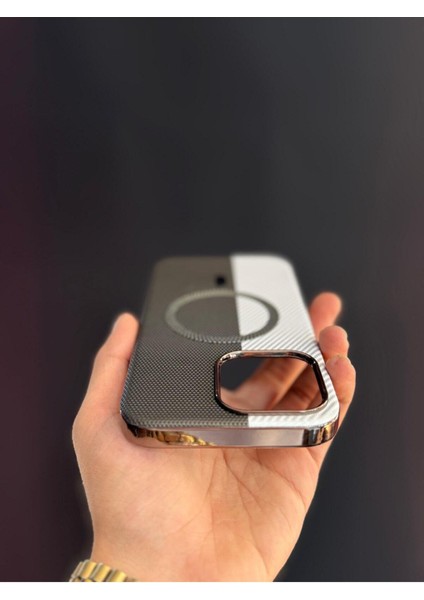 Iphone 11 Uyumlu Siyah Beyaz Sert ve Içi Kadife Suni Deri Magsafe Kılıf indirimleri