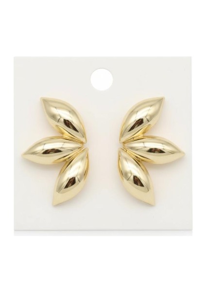 Kadın Gold Renk Çiçek Formlu Çelik Küpe modelleri