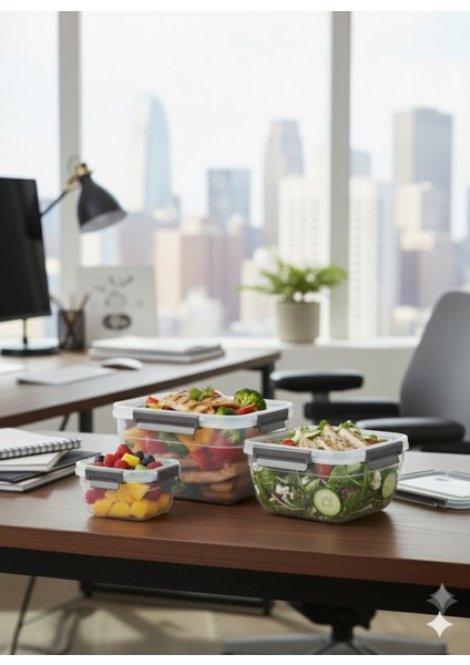 3’lü Kilitli Saklama Kabı Seti – Sızdırmaz Gıda Kabı, Hava Geçirmez 1.85LT | 1.05 Lt | 575 ml fırsatları