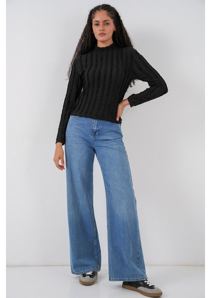 Kadın Bdart Dokulu Slim Fit Dik Yaka Bluz Siyah fiyatları