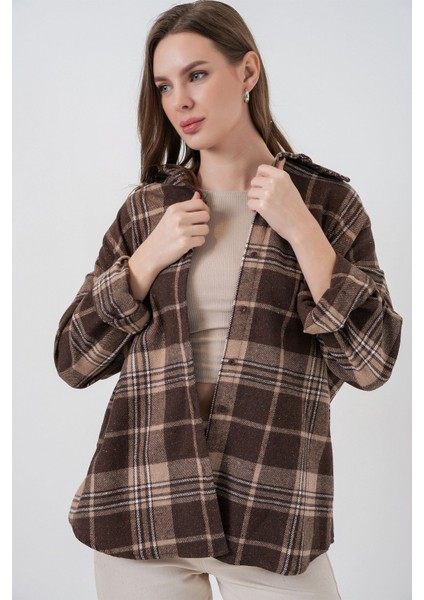 Kadın Bdart Regular Fit Oduncu Gömlek Mocha Kahvesi