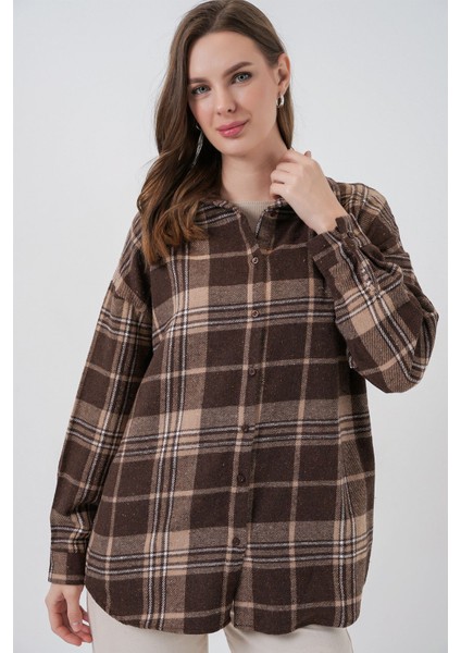 Kadın Bdart Regular Fit Oduncu Gömlek Mocha Kahvesi modelleri